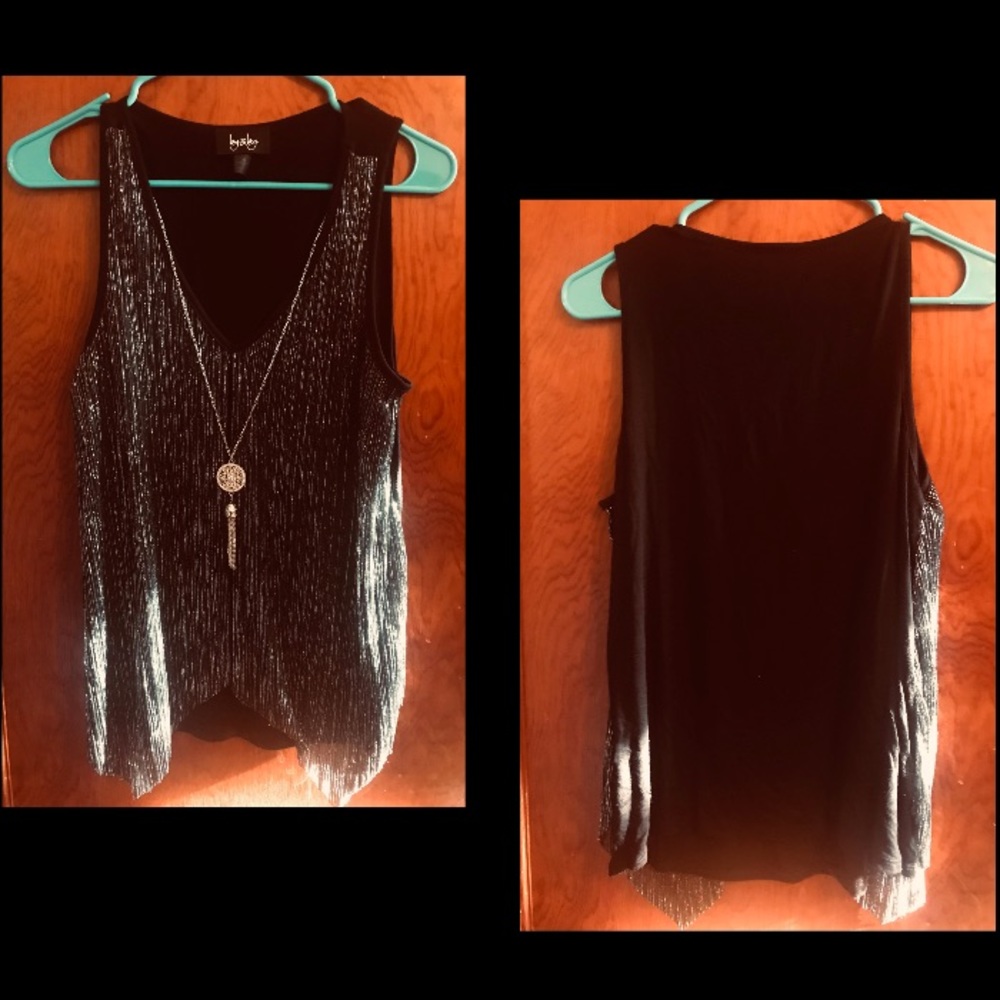 By & By Size Medium black and silver tank top
